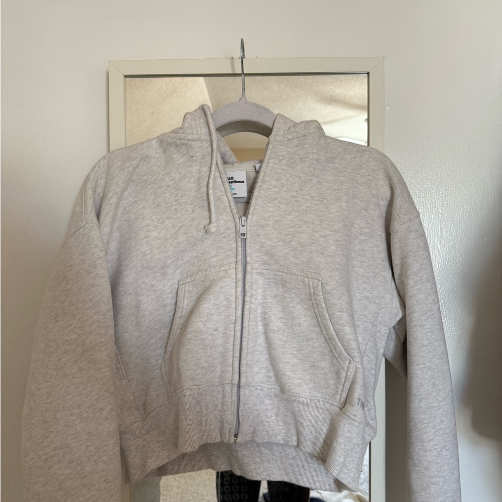 TNA Cozy Fleece Hoodie in Heather cloud white